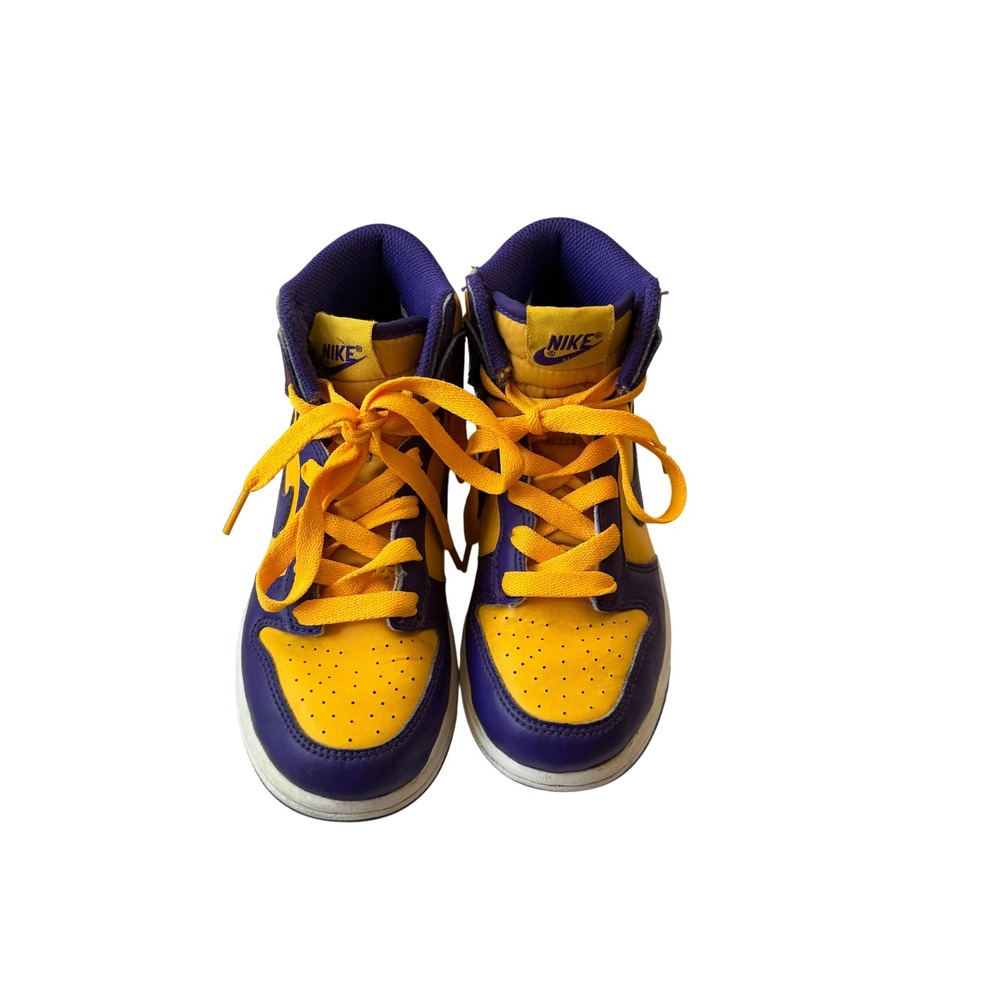 Nike Dunk High Varsity Purple University Gold Lakers Kids Shoes 13C DZ4455-500 - Picture 3 of 8